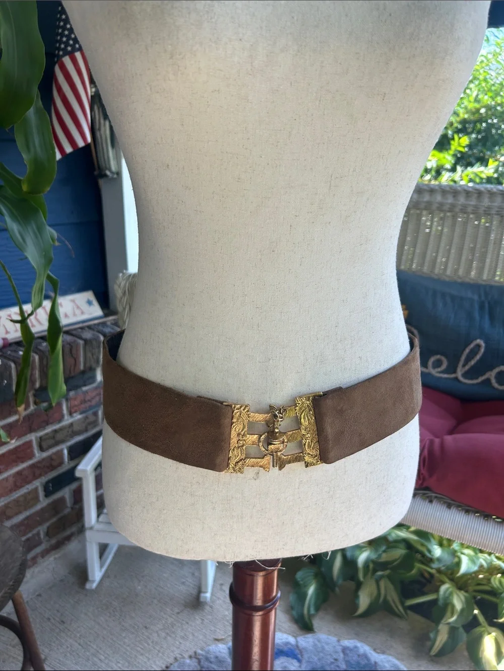 Vintage Tan Suede Belt